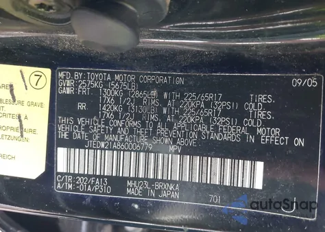 2006 Toyota Highlander Hybrid V6 from USA, damaged, VIN JTEDW21A860006779